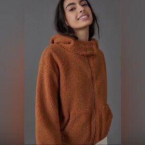 Brown Anthropologie Gillian Sherpa Hoodie Jacket